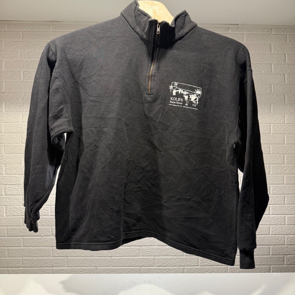 Lee Heavyweight Black 1/4 Zip Sweatshirt Pullover Mens Size Large